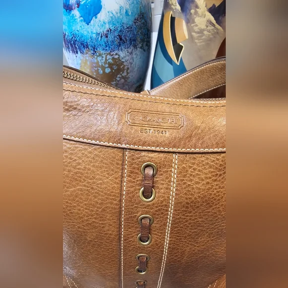 Coach Saddle Brown Vintage Chelsea 10399 Shoulder Bag w/Whipstitch Tassel Detail - Picture 8 of 17